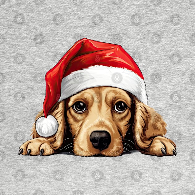 Christmas Peeking Cocker Spaniel Dog by Chromatic Fusion Studio